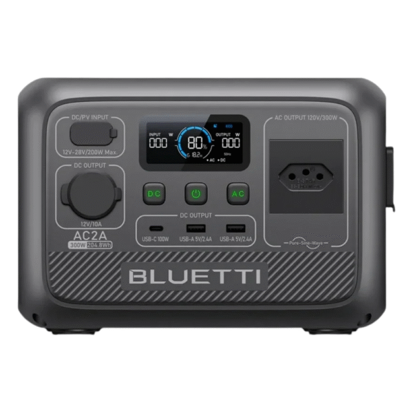 Estação de energia portátil BLUETTI AC2A 300W 204Wh LiFePO4 Bateria UPS ininterrupta em 20 ms 5 anos de garantia