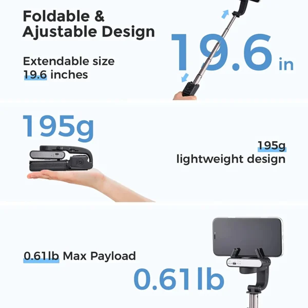 Hohem isconstante q handheld cardan estabilizador telefone selfie vara haste de extensão tripé ajustável com controle remoto para smartphone - Imagem 4