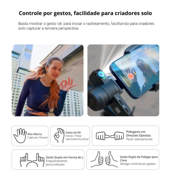 FeiyuTech SCORP Mini 3 Kit – Gimbal 3‑Eixos All‑in‑One com AI Tracking, Clip Refrigerado para Smartphone, Tela OLED Touch 1,3″, Bateria 14 h, Suporta até 2 kg – Compatível com Sony, Canon, GoPro, Nikon e smartphones - Imagem 3