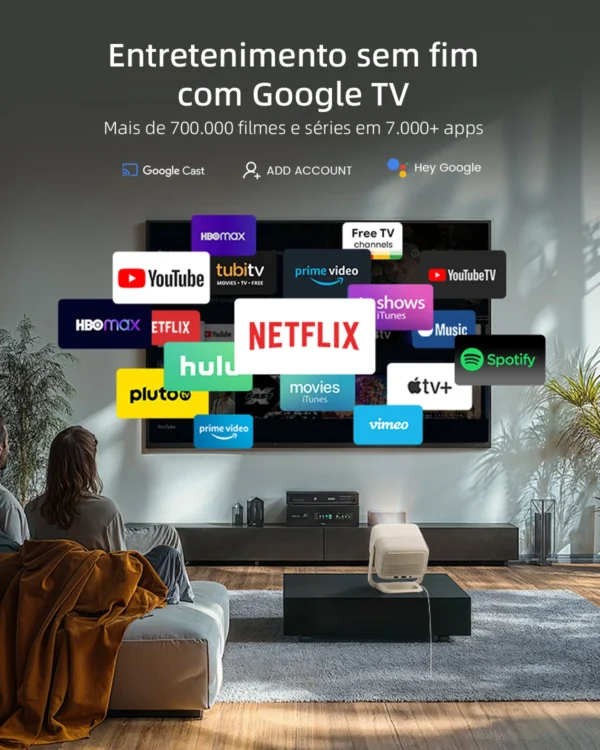Jmgo N1S NANO projetor portátil de longo alcance com led 1080p fhd google tv 460 iso lm foco automático para home theater/exterior - Imagem 5