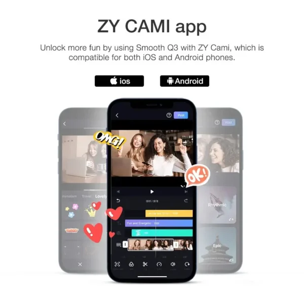 Do brasil sem taxa Zhiyun SMOOTH Q3 suporte estabilizador portátil para celular, tripé, 3 eixos, compatível com iphone e android, oficial - Imagem 3